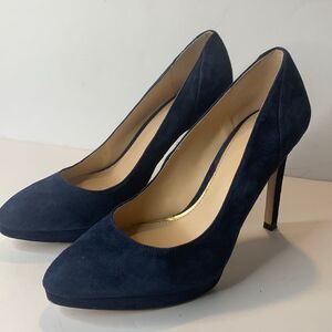 Zara blue suede platform pumps